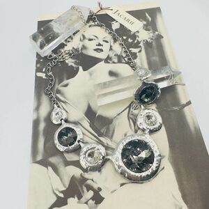 Jacarii Silver Tone Large Rhinestone  Statement Necklace